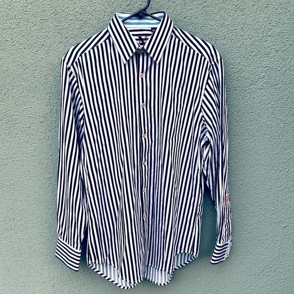 Robert Graham Contrast Flip Cuff Button Down Shirt Size M - Picture 1 of 5